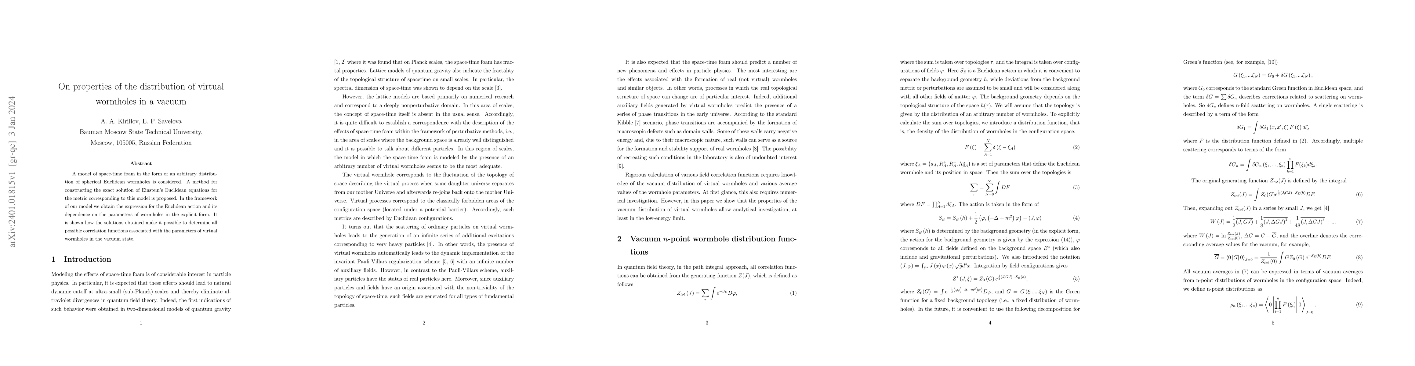 Thumbnail for On properties of the distribution of virtual wormholes in a vacuum