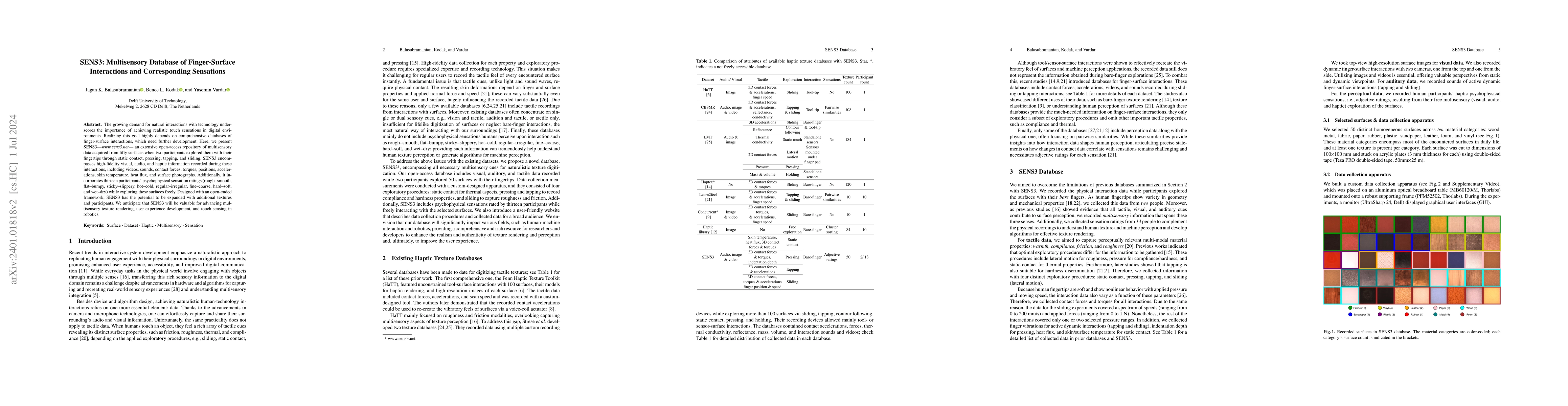 Thumbnail for SENS3: Multisensory Database of Finger-Surface Interactions and
  Corresponding Sensations