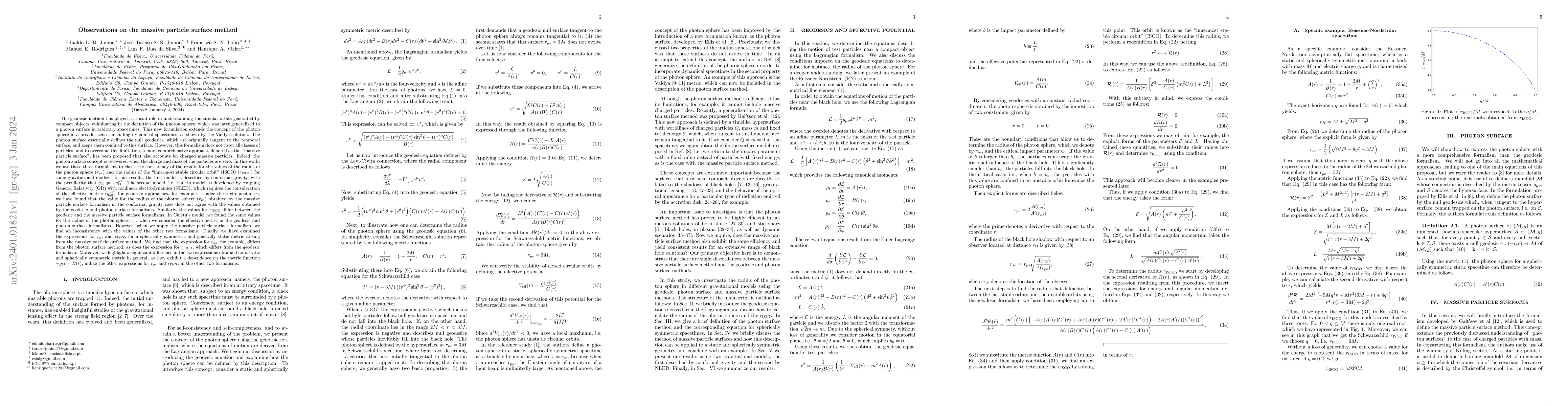 Thumbnail for Observations on the massive particle surface method