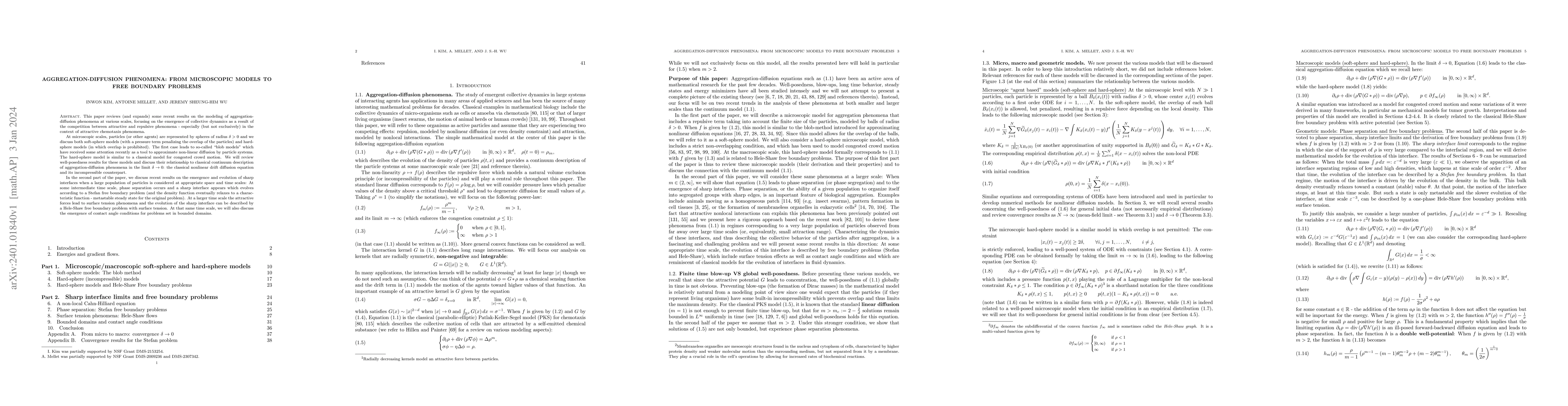 Thumbnail for Aggregation-diffusion phenomena: from microscopic models to free
  boundary problems