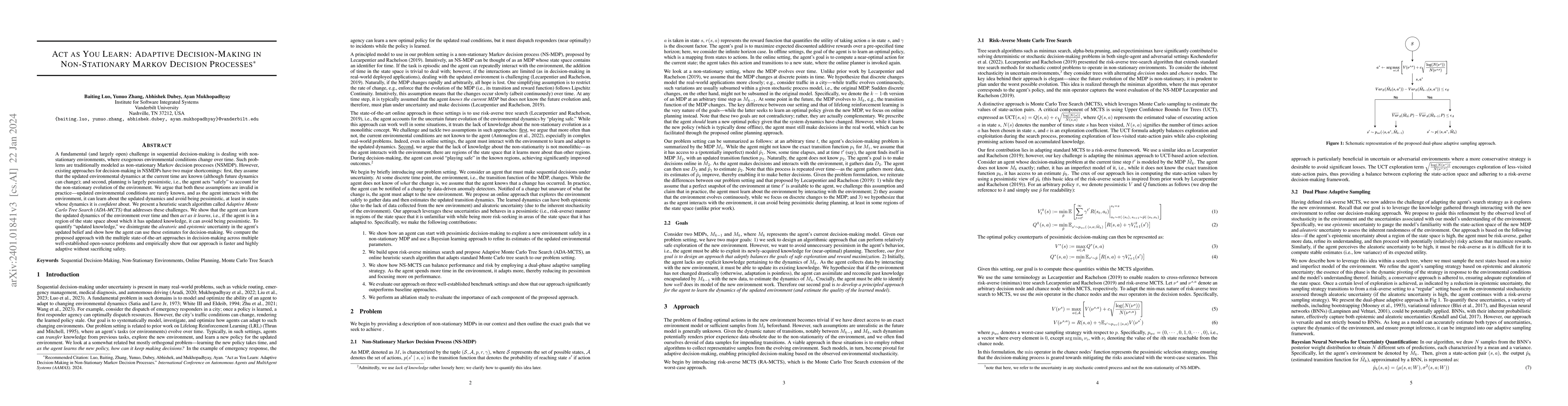 Thumbnail for Act as You Learn: Adaptive Decision-Making in Non-Stationary Markov
  Decision Processes