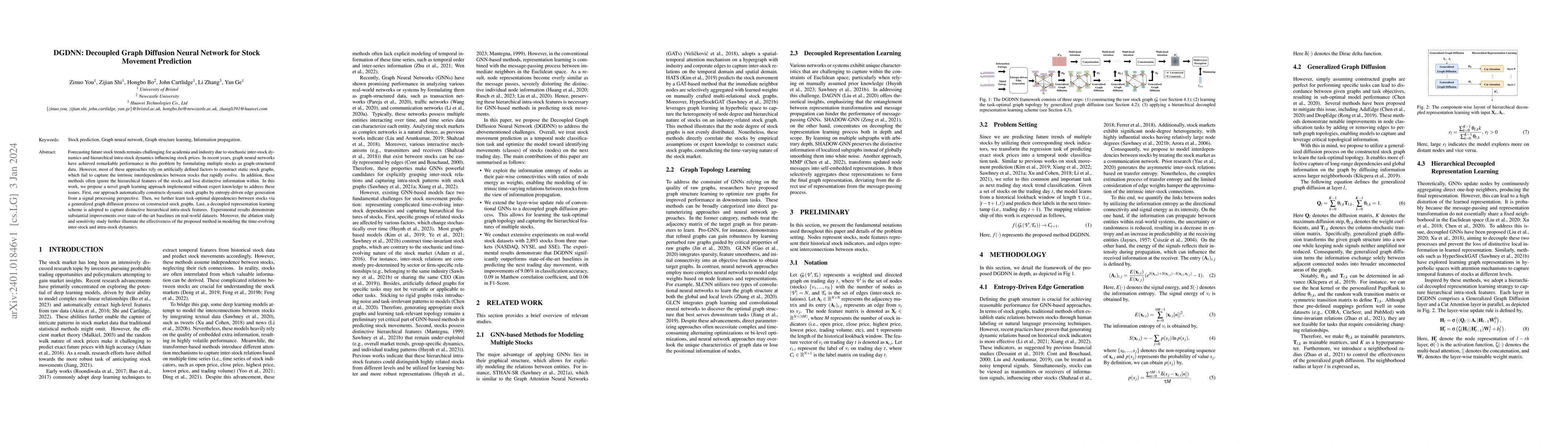 Thumbnail for DGDNN: Decoupled Graph Diffusion Neural Network for Stock Movement
  Prediction