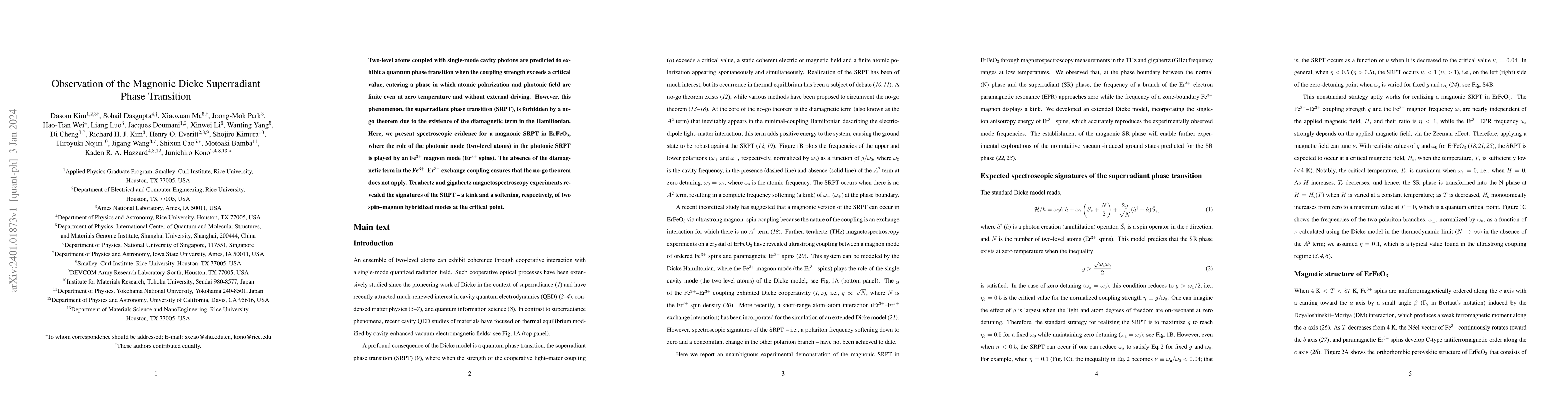 Thumbnail for Observation of the Magnonic Dicke Superradiant Phase Transition