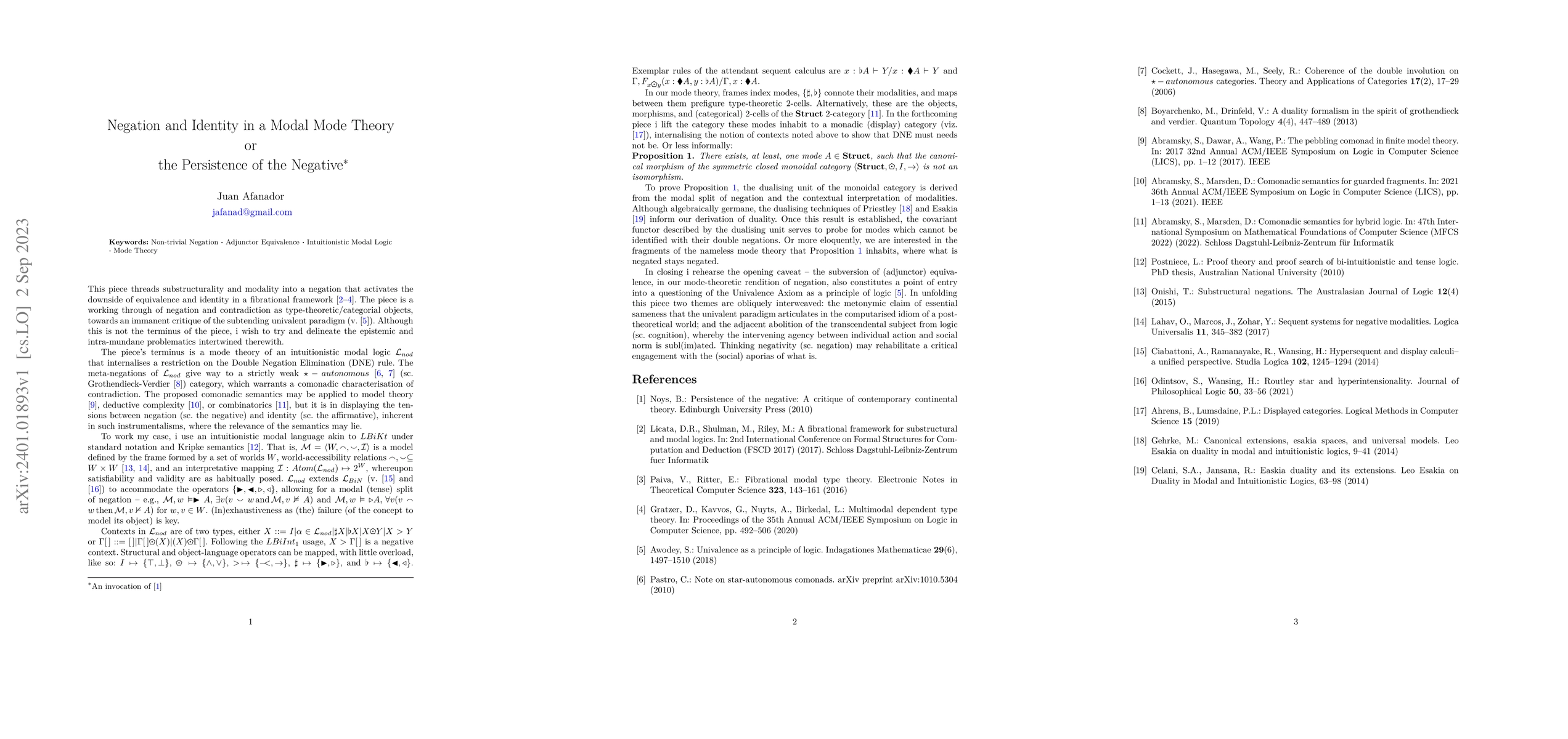 Thumbnail for Negation and Identity in a Modal Mode Theory