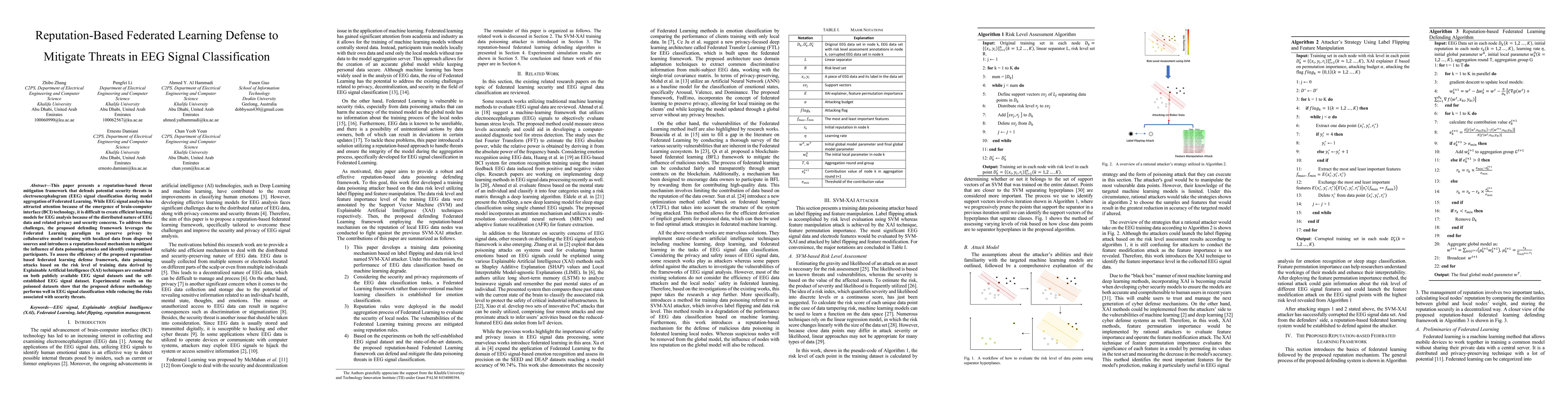 Thumbnail for Reputation-Based Federated Learning Defense to Mitigate Threats in EEG
  Signal Classification