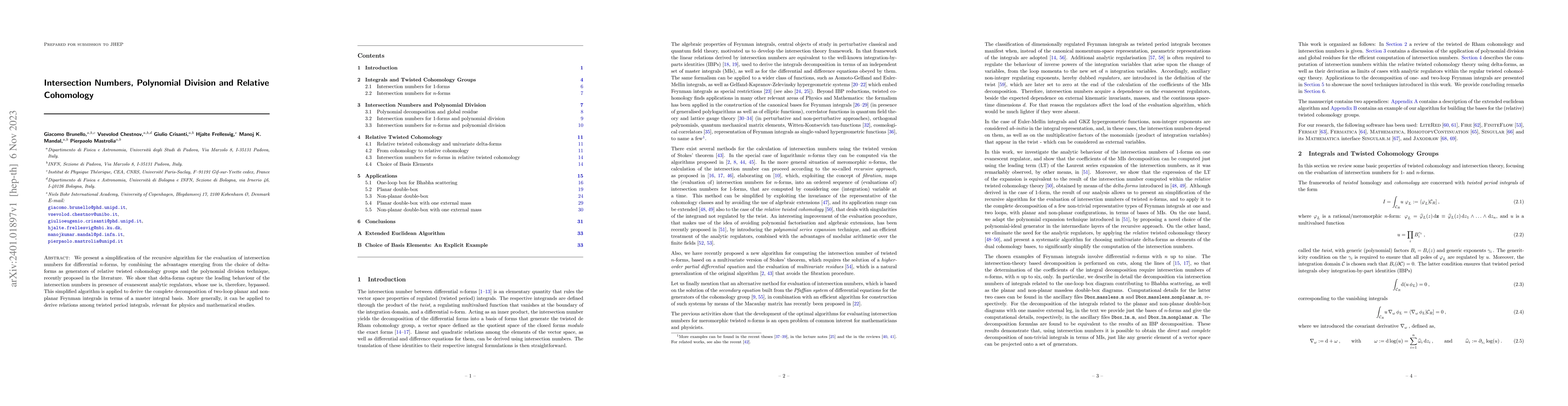 Thumbnail for Intersection Numbers, Polynomial Division and Relative Cohomology