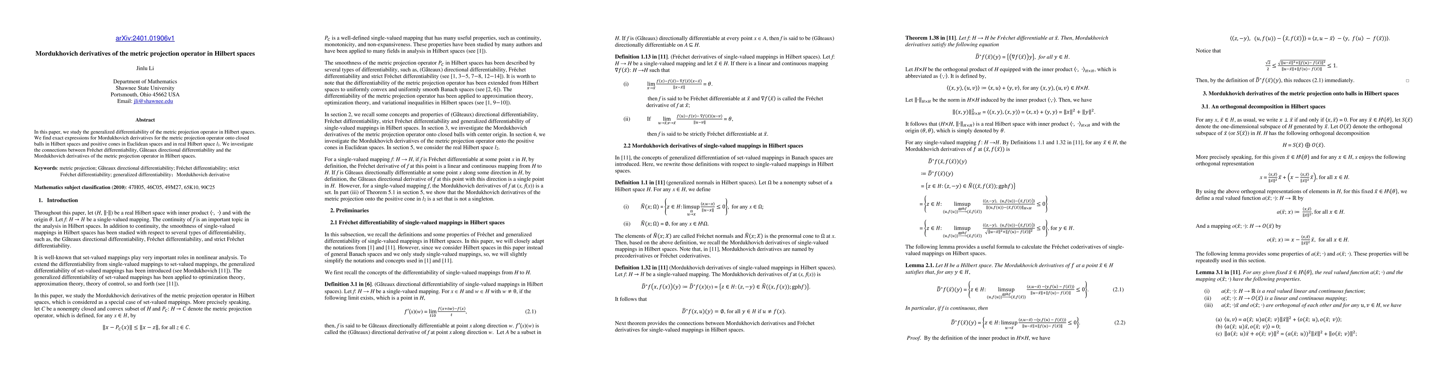 Thumbnail for Generalized differentiability of the metric projection operator in
  Hilbert spaces