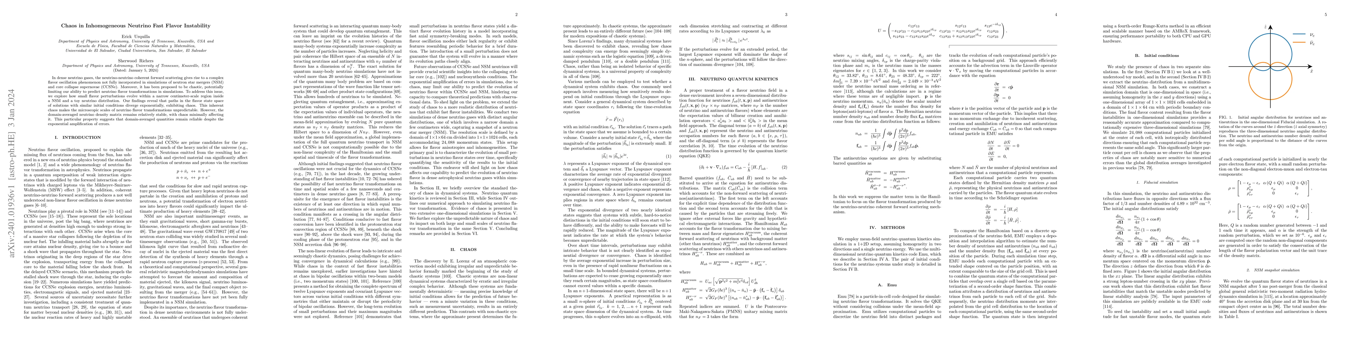 Thumbnail for Chaos in Inhomogeneous Neutrino Fast Flavor Instability