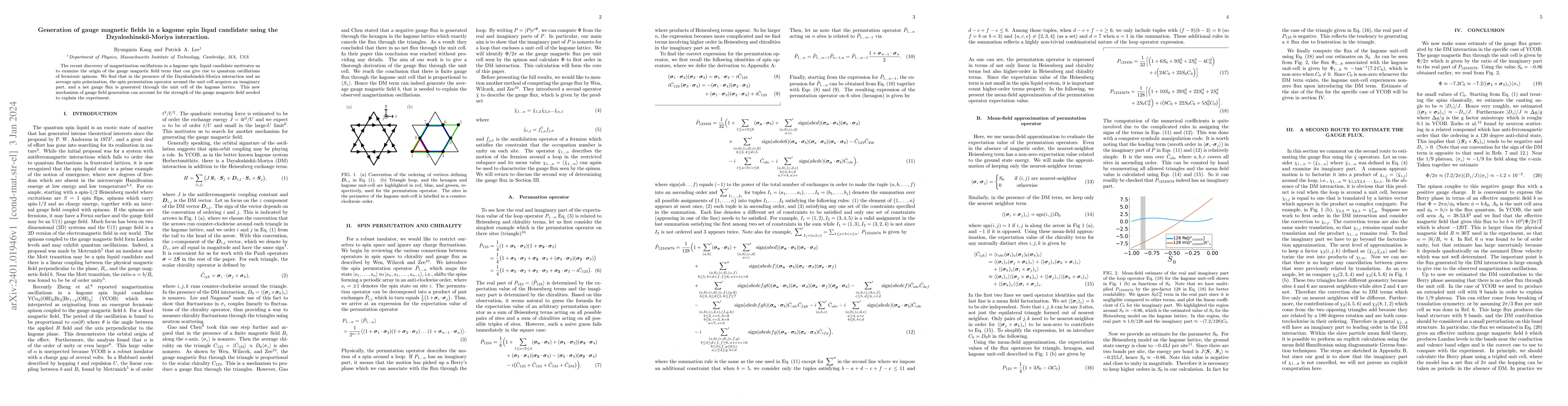 Thumbnail for Generation of gauge magnetic fields in a kagome spin liqud candidate
  using the Dzyaloshinskii-Moriya interaction