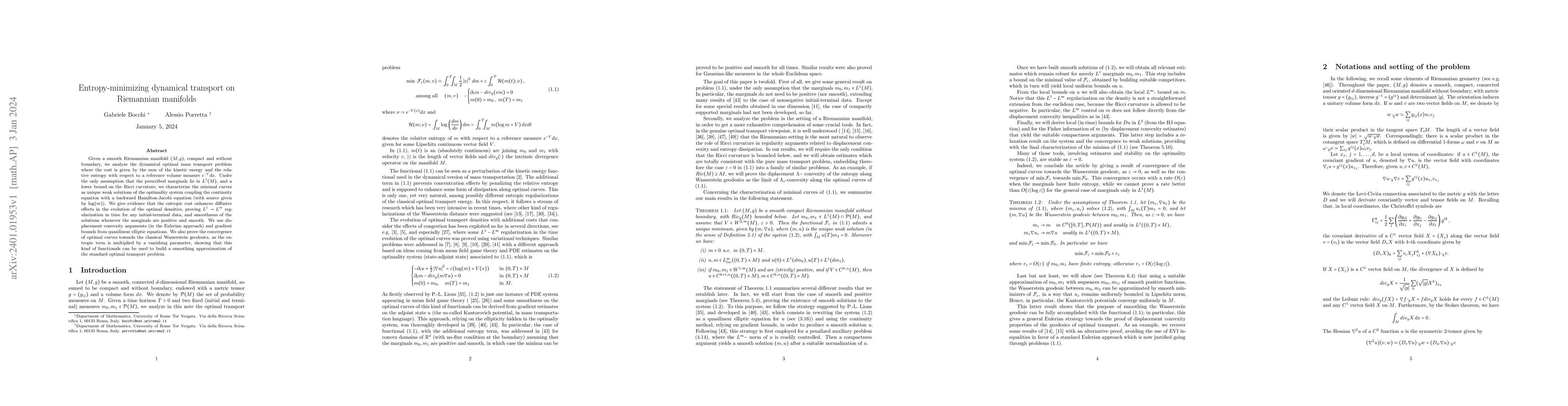 Thumbnail for Entropy-minimizing dynamical transport on Riemannian manifolds
