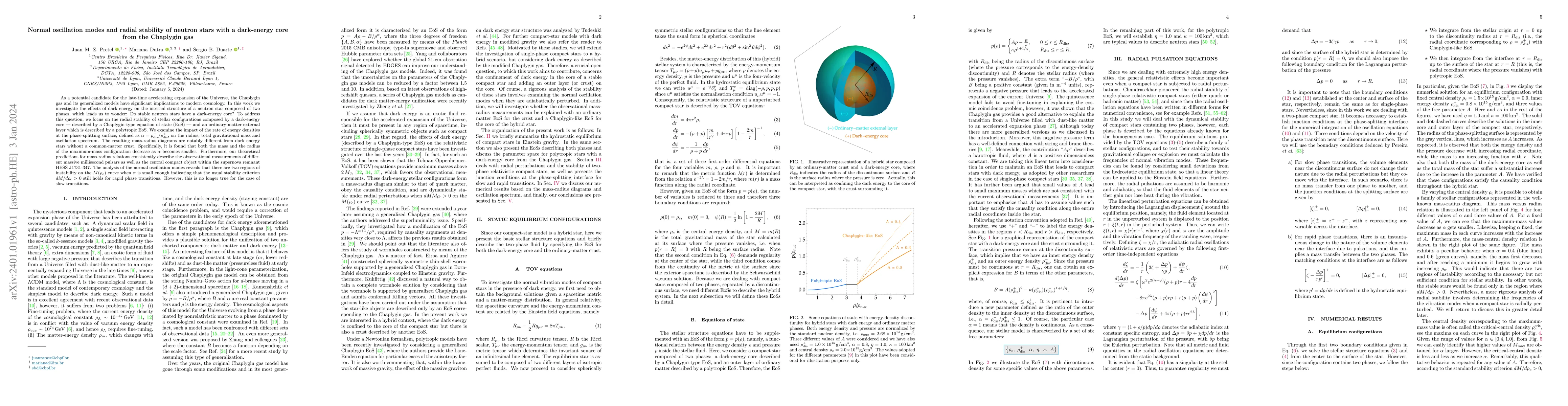 Thumbnail for Normal oscillation modes and radial stability of neutron stars with a
  dark-energy core from the Chaplygin gas