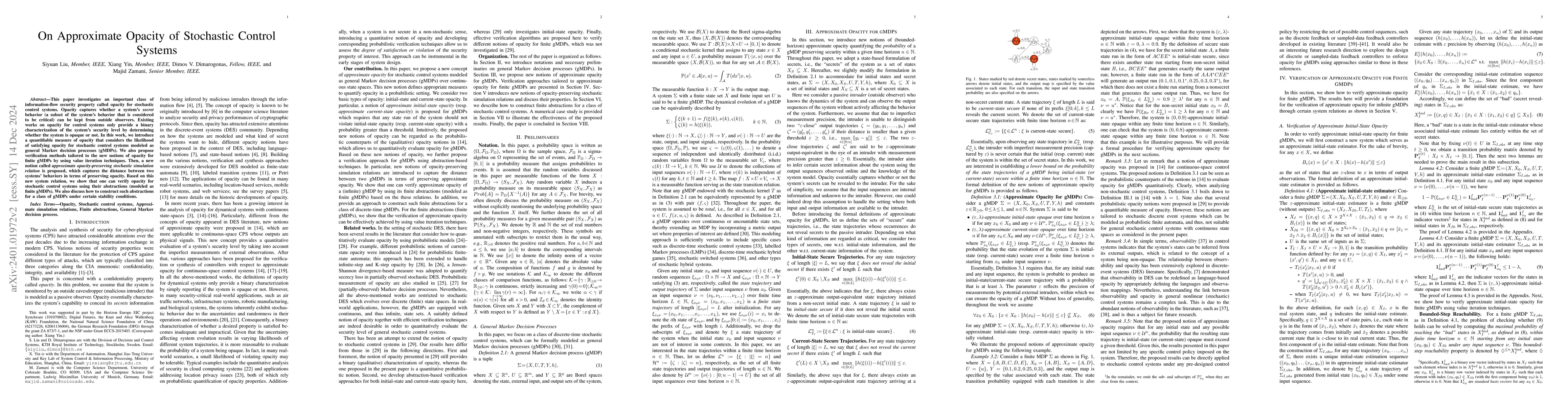 Thumbnail for On Approximate Opacity of Stochastic Control Systems