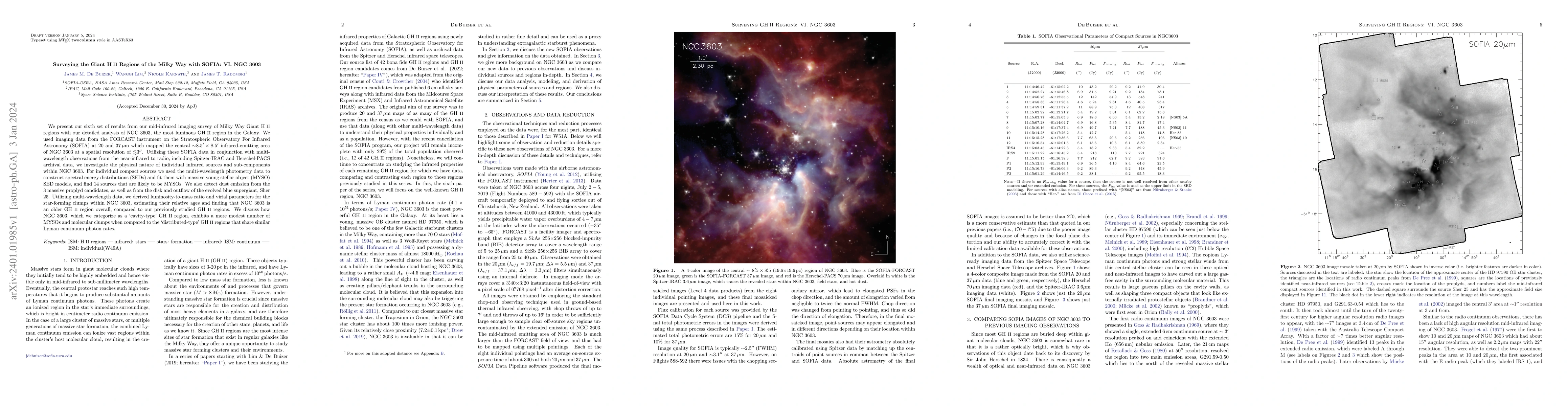Thumbnail for Surveying the Giant HII Regions of the Milky Way with SOFIA: VI. NGC
  3603