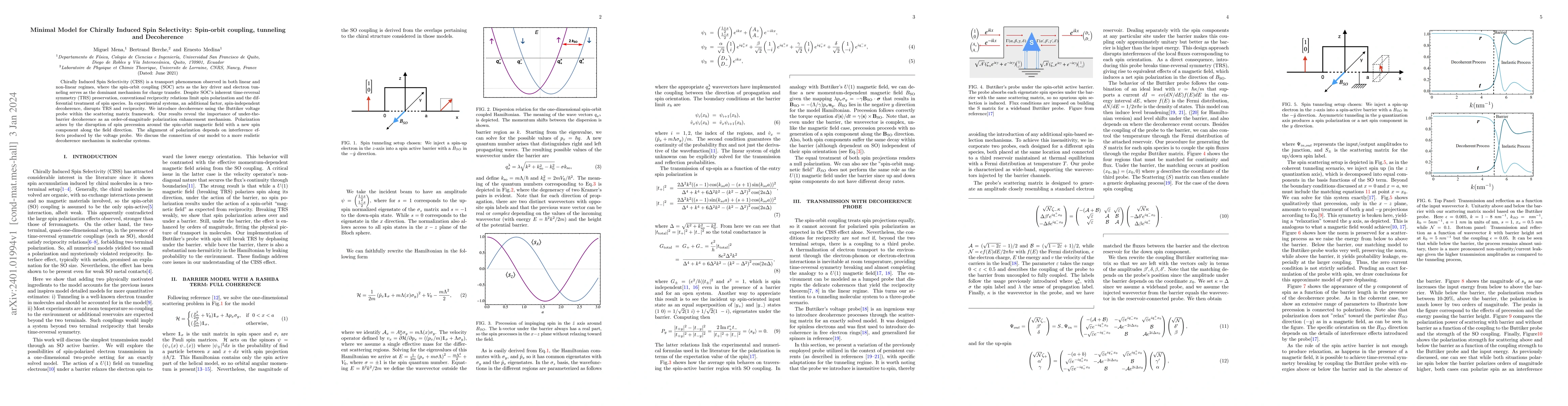 Thumbnail for Minimal Model for Chirally Induced Spin Selectivity: Spin-orbit
  coupling, tunneling and decoherence