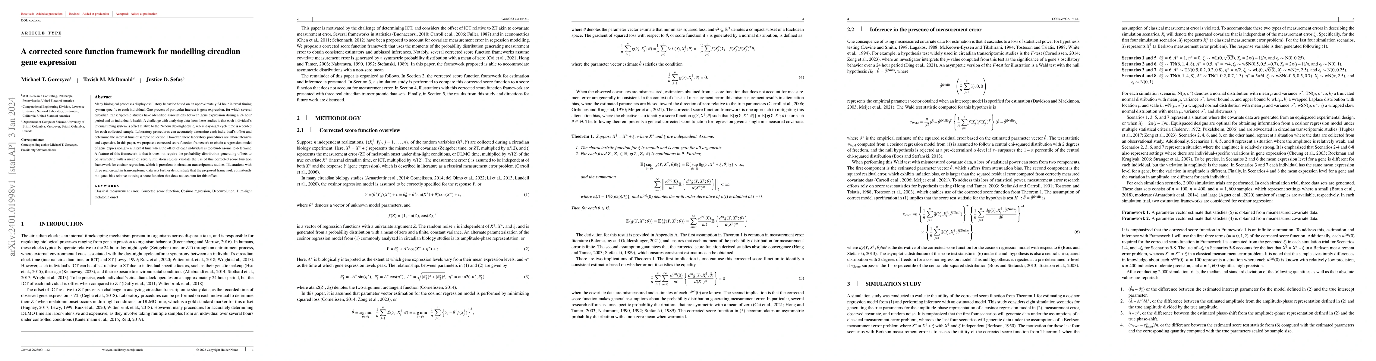 Thumbnail for A Corrected Score Function Framework for Modelling Circadian Gene
  Expression