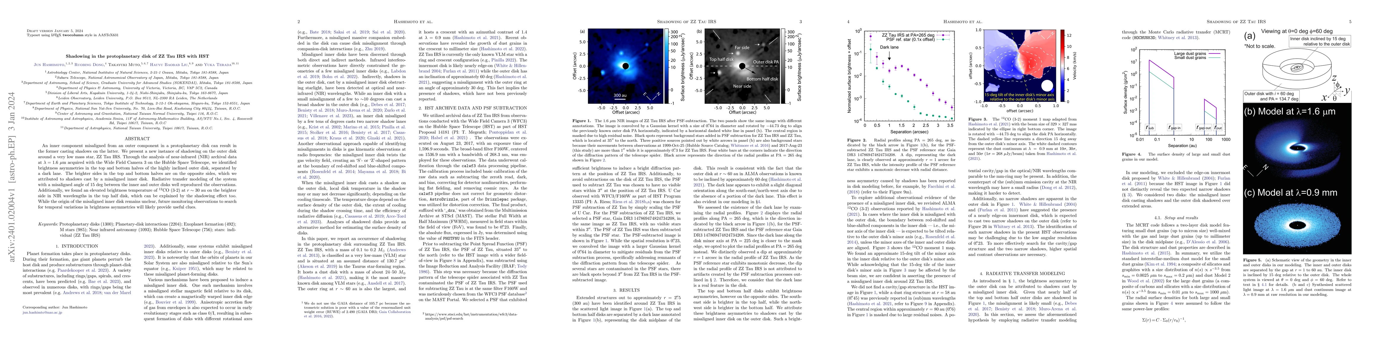 Thumbnail for Shadowing in the protoplanetary disk of ZZ Tau IRS with HST
