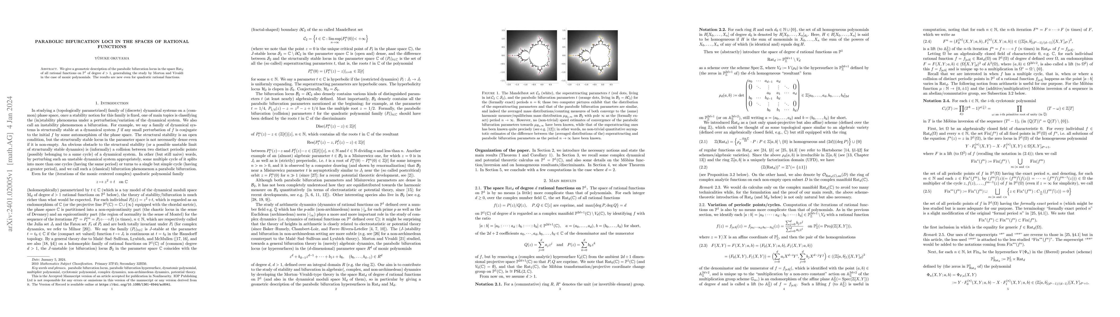 Thumbnail for Parabolic bifurcation loci in the spaces of rational functions