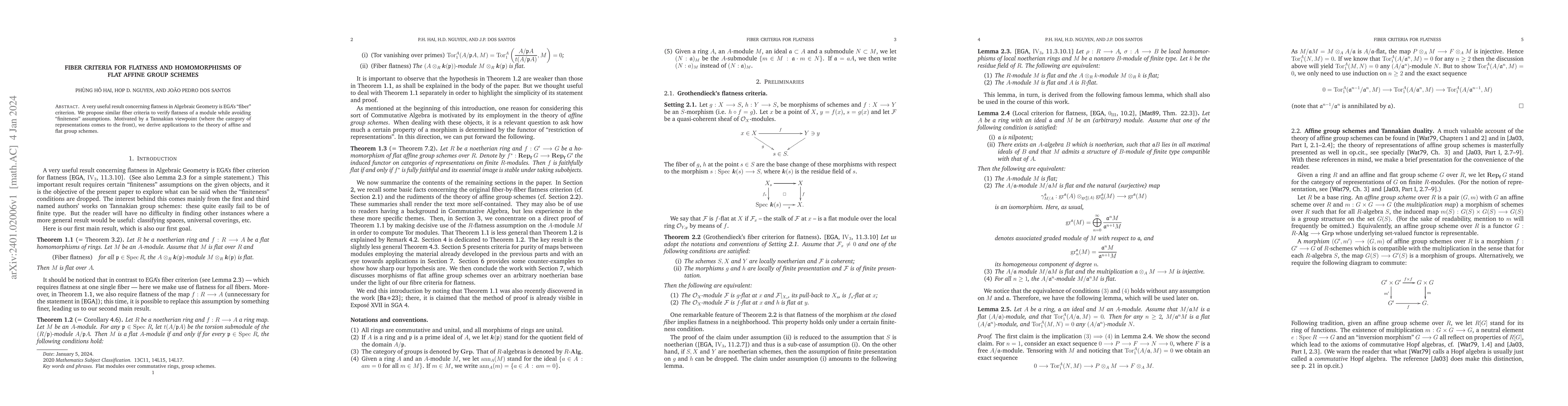Thumbnail for Fiber criteria for flatness and homomorphisms of flat affine group
  schemes