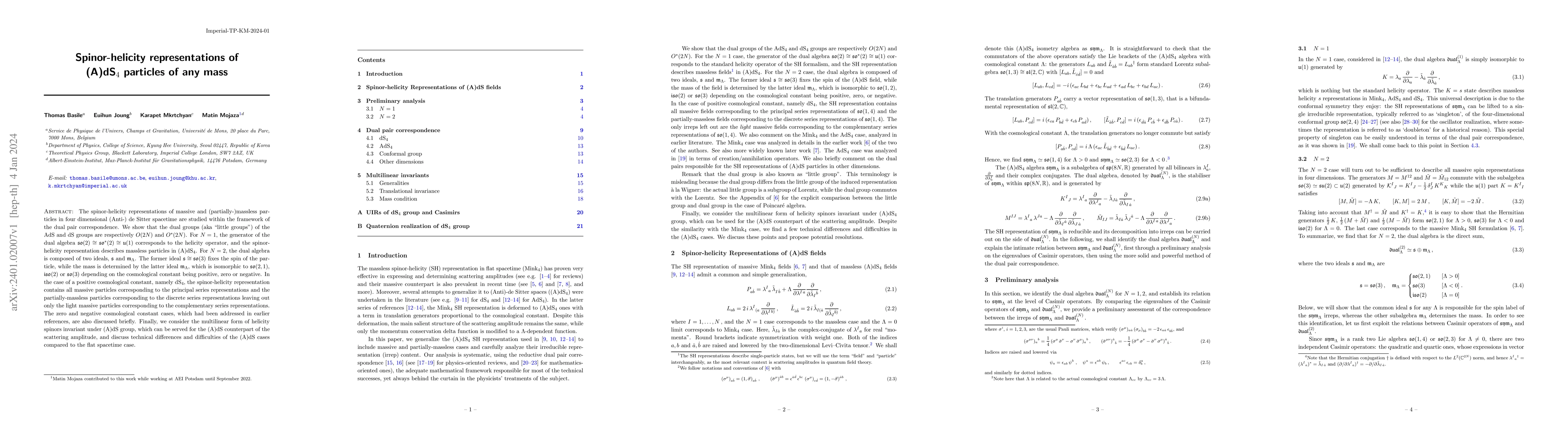 Thumbnail for Spinor-helicity representations of (A)dS$_4$ particles of any mass