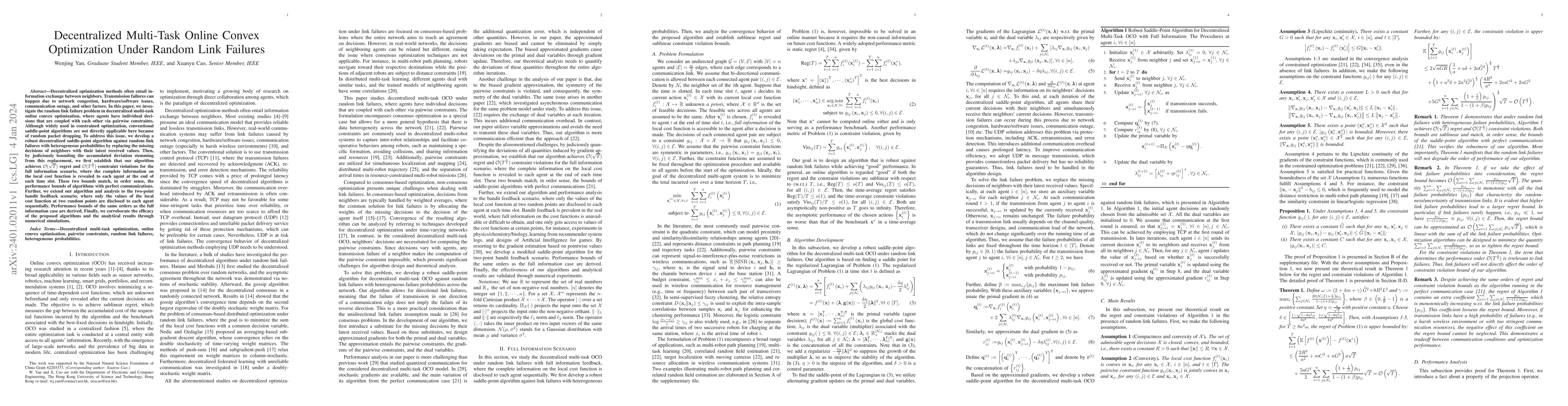 Thumbnail for Decentralized Multi-Task Online Convex Optimization Under Random Link
  Failures
