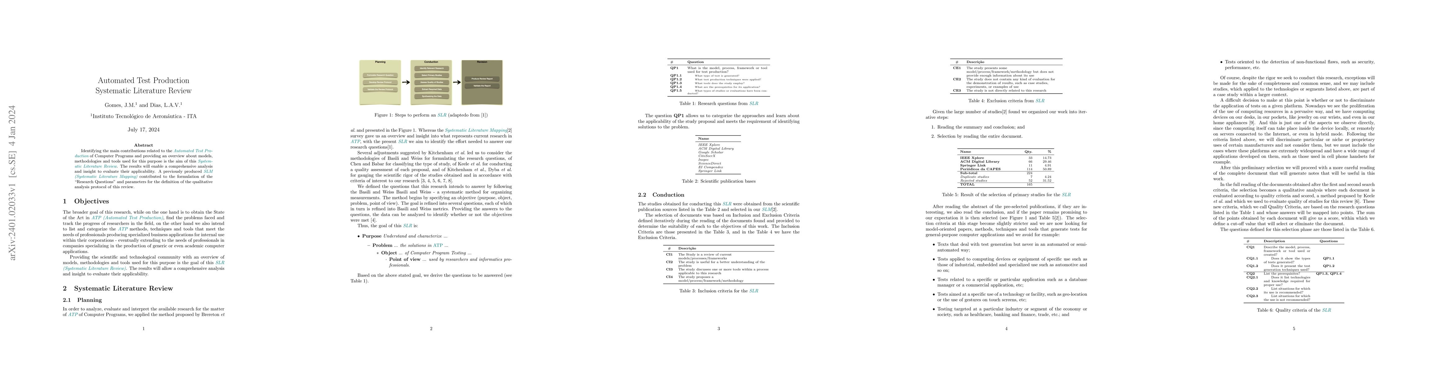 Thumbnail for Automated Test Production -- Systematic Literature Review