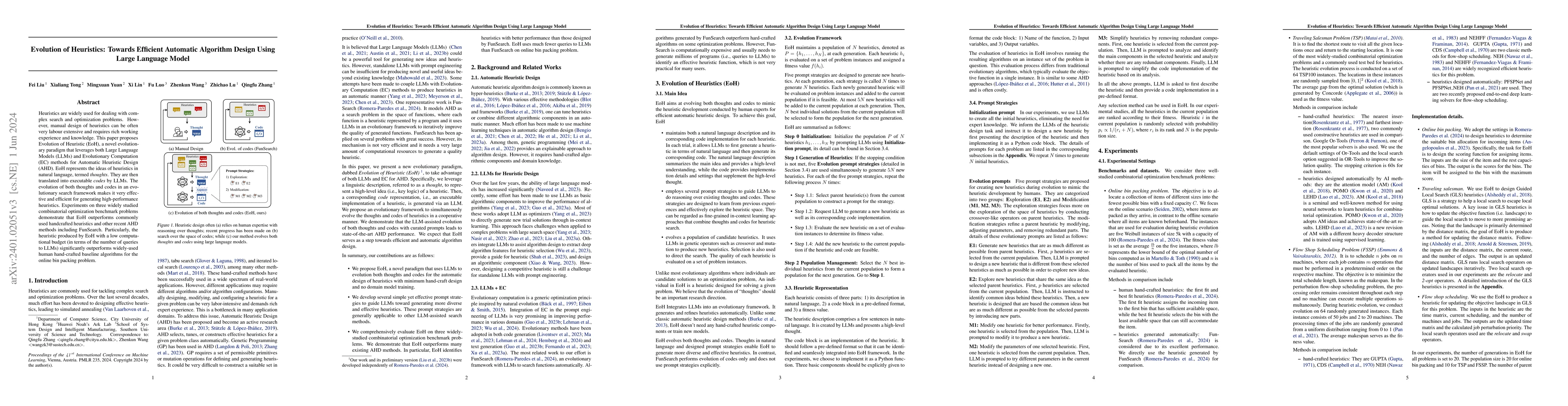 Thumbnail for Evolution of Heuristics: Towards Efficient Automatic Algorithm Design
  Using Large Language Model