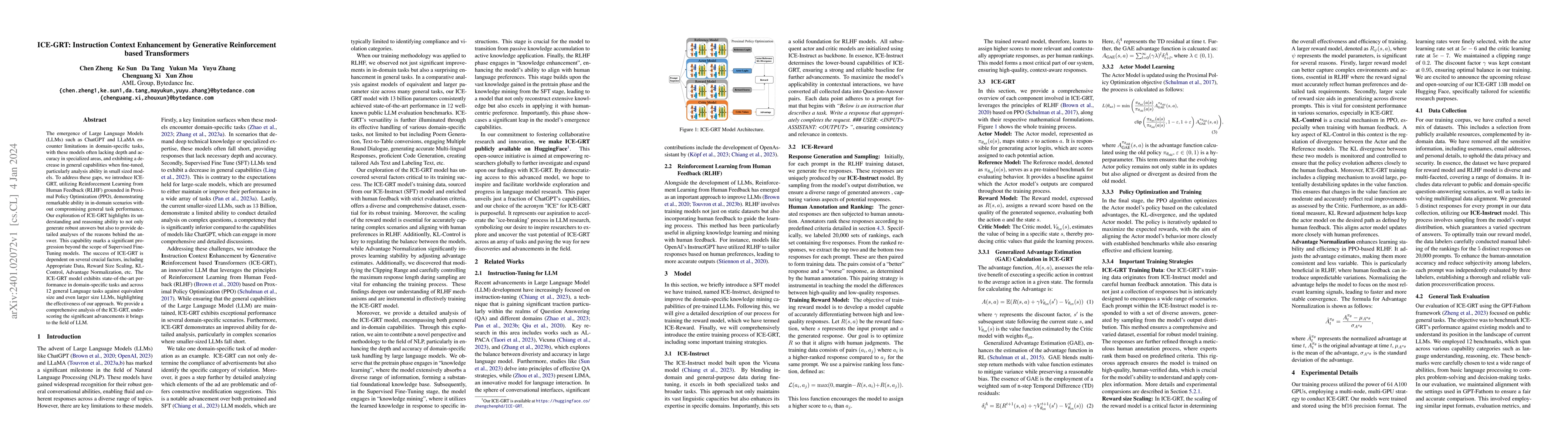 Thumbnail for ICE-GRT: Instruction Context Enhancement by Generative Reinforcement
  based Transformers