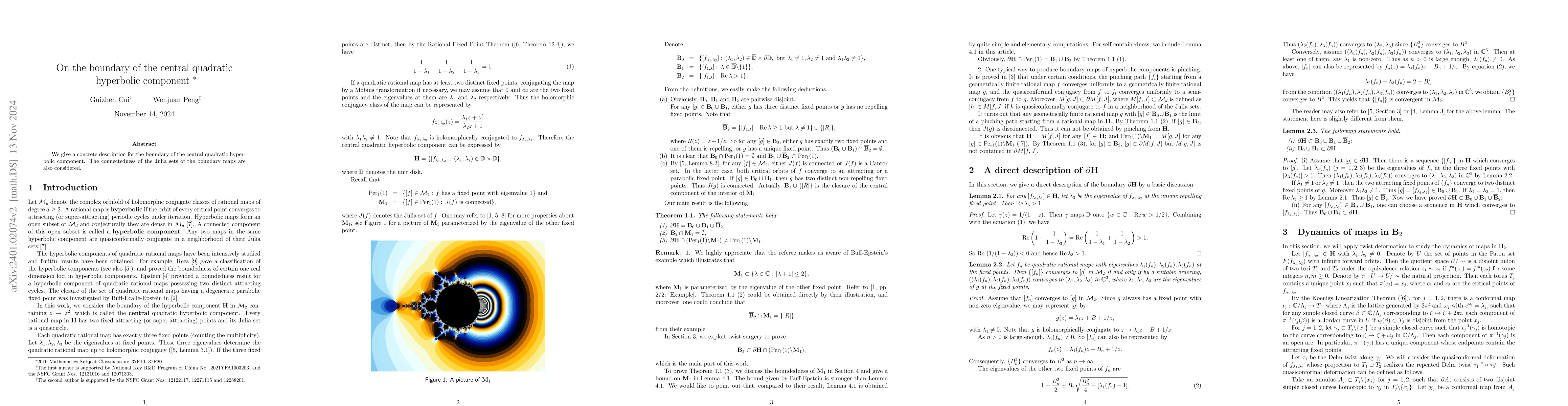 Thumbnail for On the boundary of the central quadratic hyperbolic component