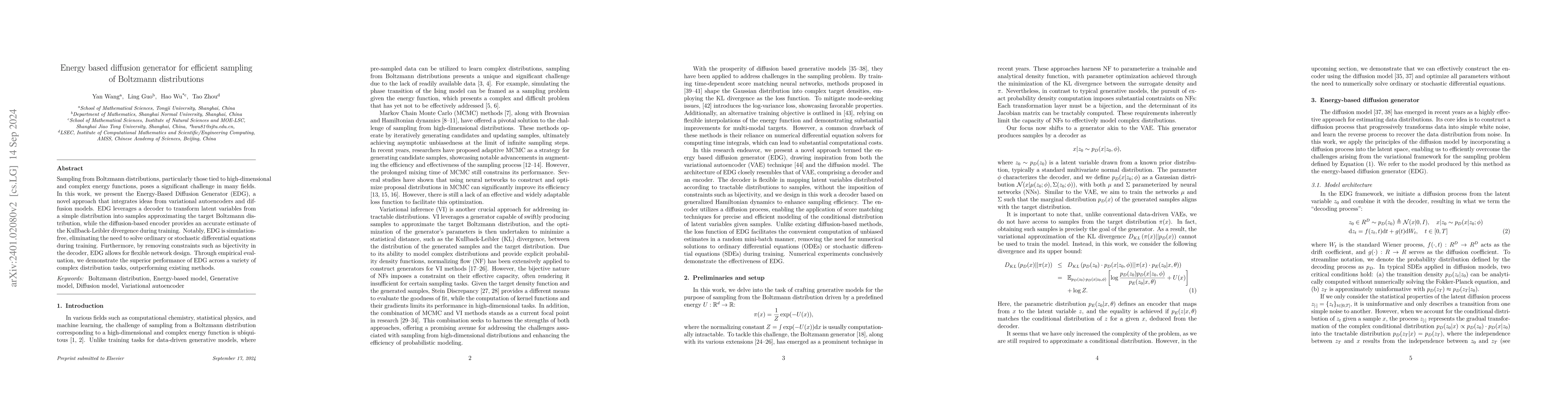 Thumbnail for Energy based diffusion generator for efficient sampling of Boltzmann
  distributions
