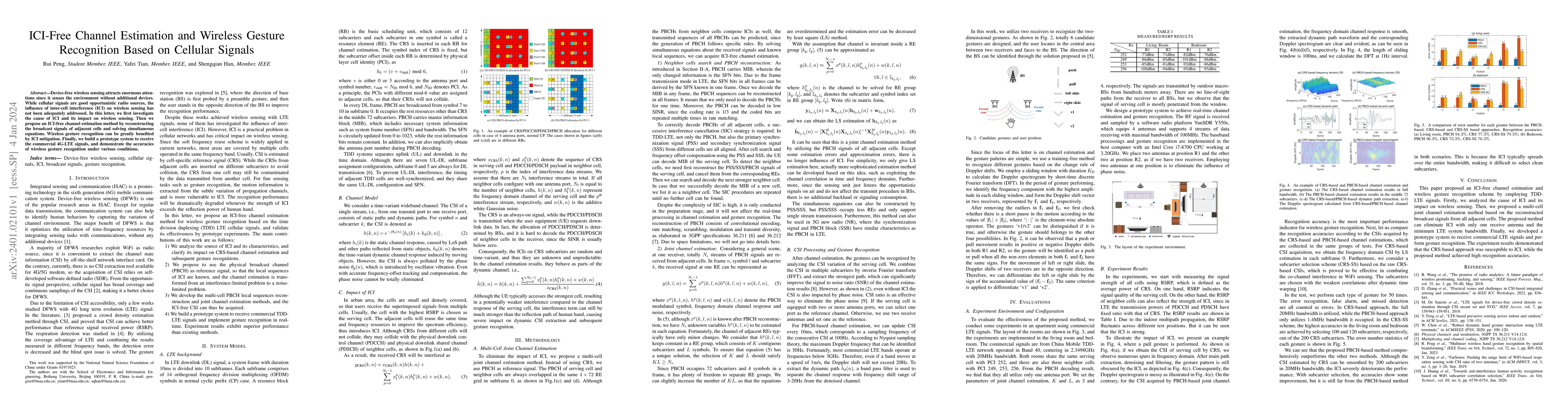 Thumbnail for ICI-Free Channel Estimation and Wireless Gesture Recognition Based on
  Cellular Signals