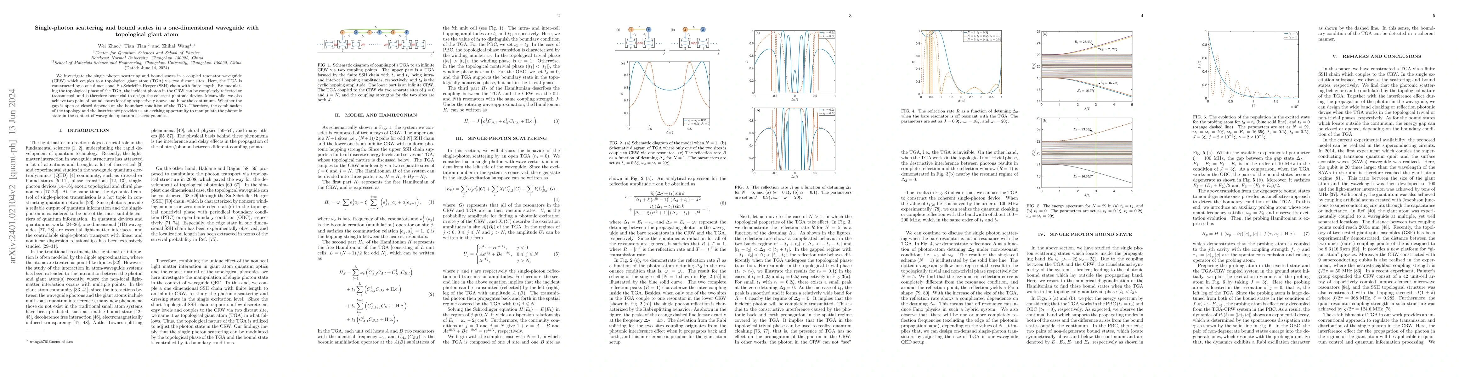 Thumbnail for Single-photon scattering and bound states in a one-dimensional waveguide
  with topological giant atom