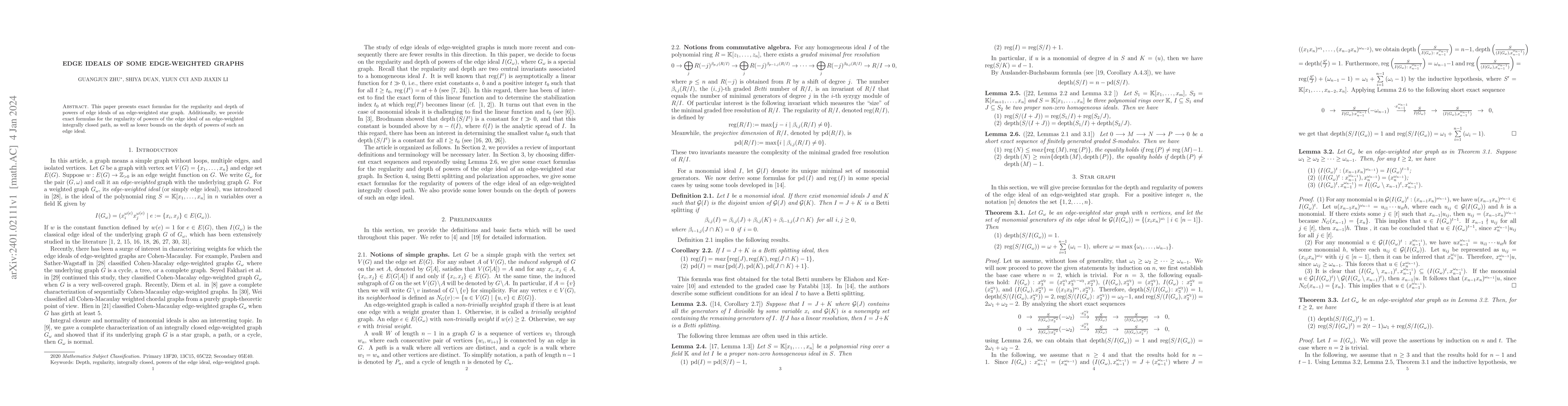 Thumbnail for Edge ideals of some edge-weighted graphs