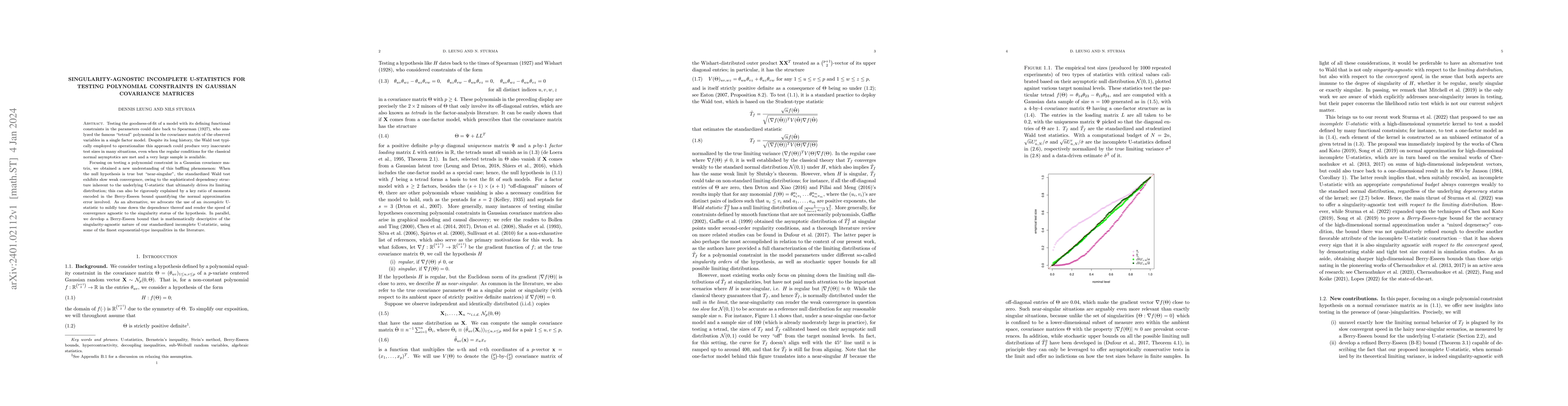 Thumbnail for Singularity-agnostic incomplete U-statistics for testing polynomial
  constraints in Gaussian covariance matrices