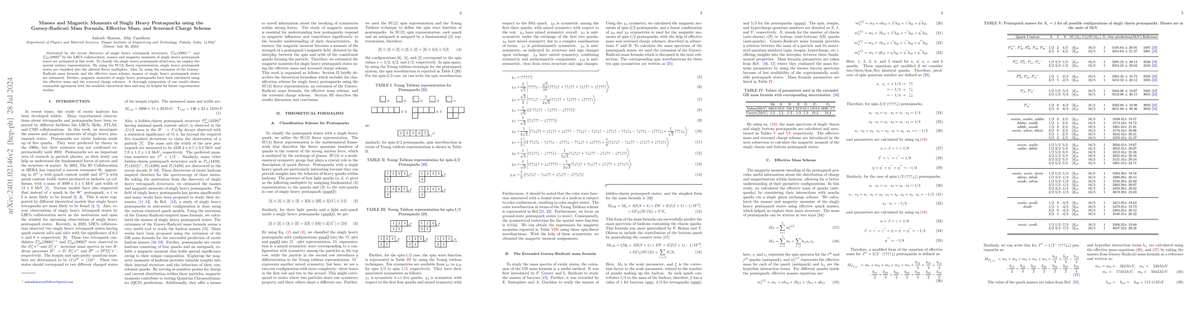 Thumbnail for Masses and Magnetic Moments of Singly Heavy Pentaquarks