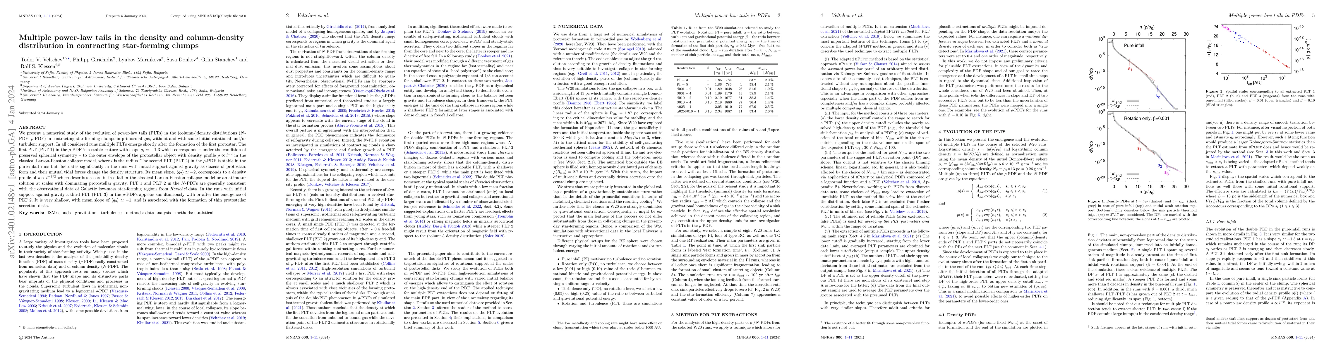 Thumbnail for Multiple power-law tails in the density and column-density distribution
  in contracting star-forming clumps