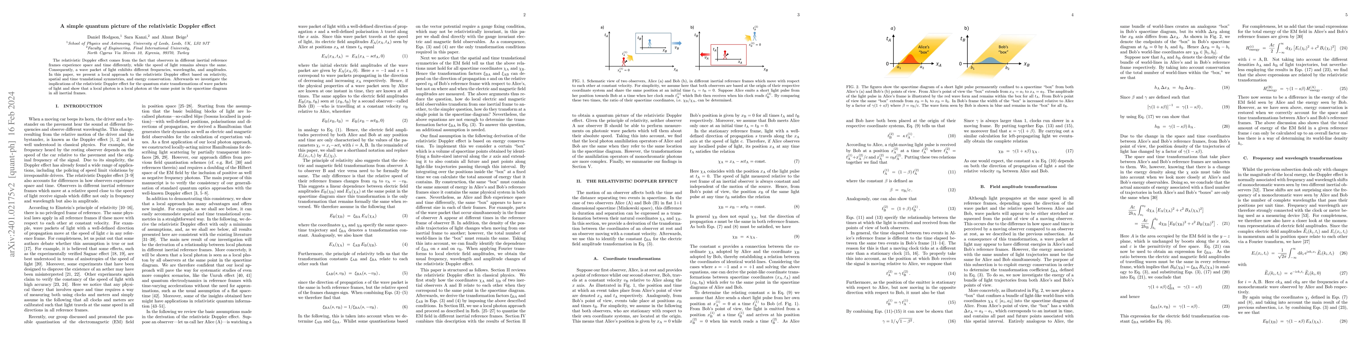 Thumbnail for A simple quantum picture of the relativistic Doppler effect