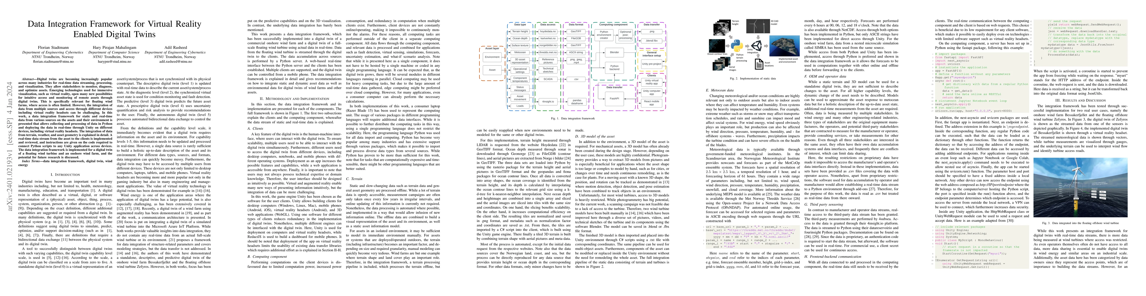 Thumbnail for Data Integration Framework for Virtual Reality Enabled Digital Twins