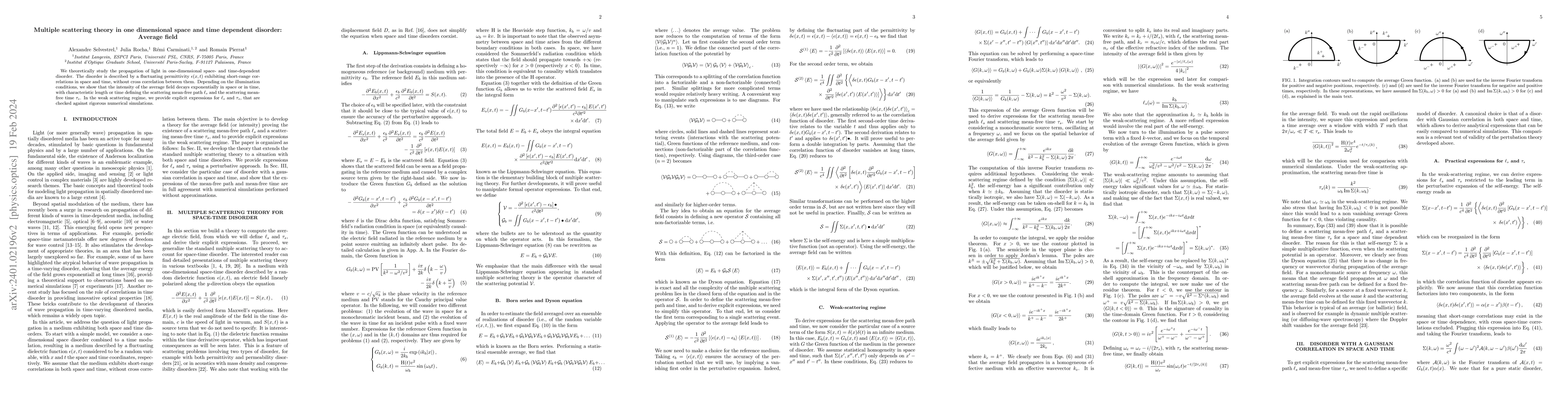 Thumbnail for Multiple scattering theory in one dimensional space and time dependent
  disorder: Average field