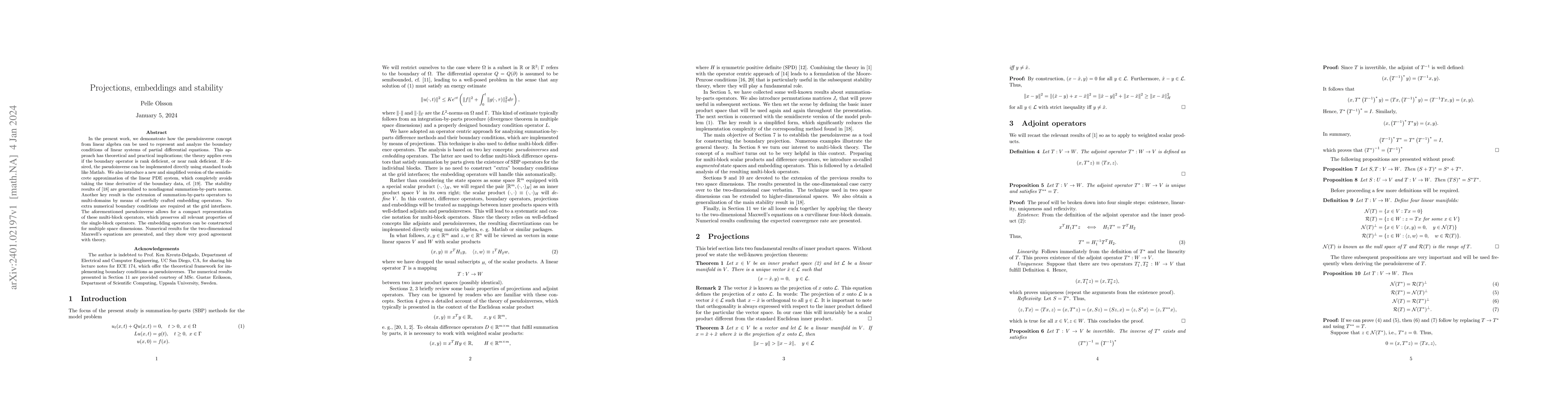 Thumbnail for Projections, Embeddings and Stability