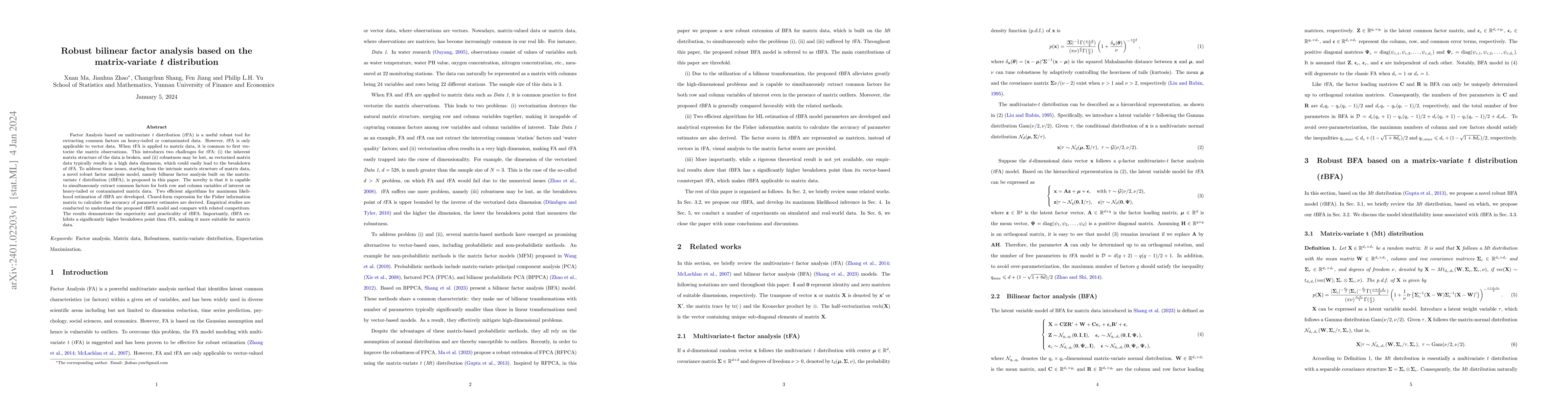Thumbnail for Robust bilinear factor analysis based on the matrix-variate $t$
  distribution