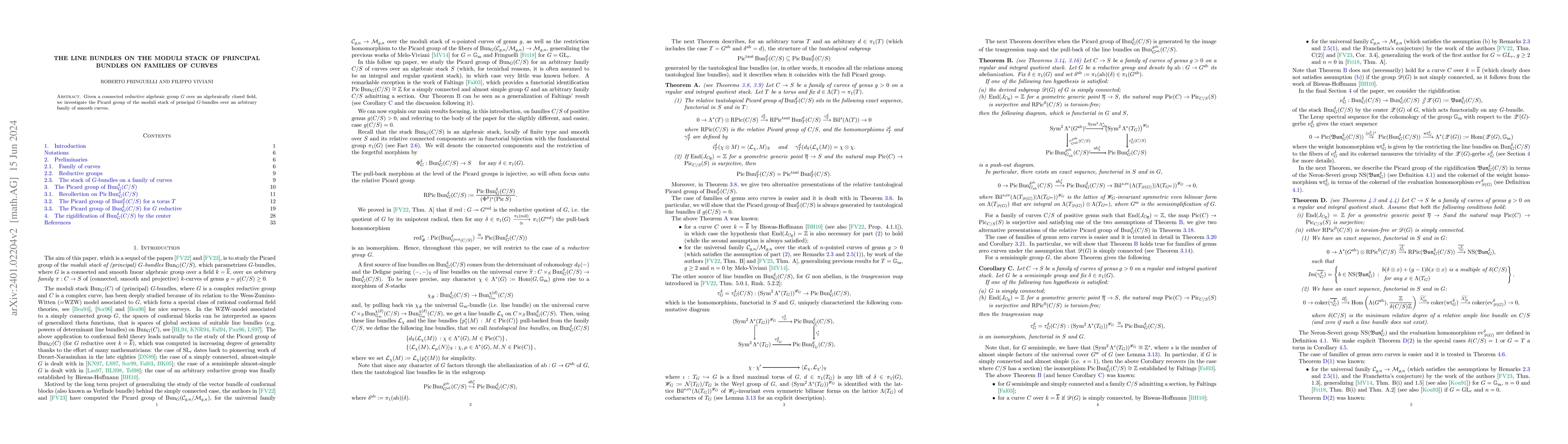 Thumbnail for The line bundles on the moduli stack of principal bundles on families of
  curves