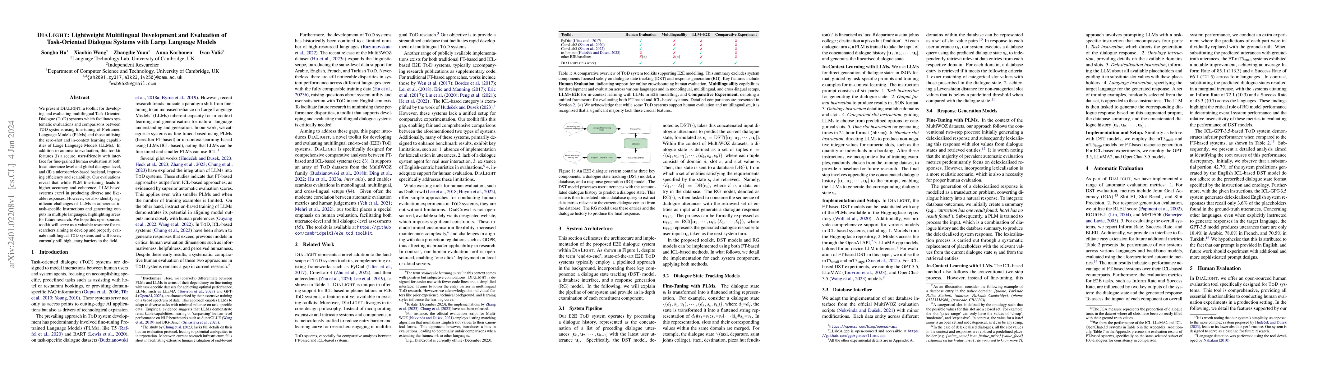 Thumbnail for DIALIGHT: Lightweight Multilingual Development and Evaluation of
  Task-Oriented Dialogue Systems with Large Language Models