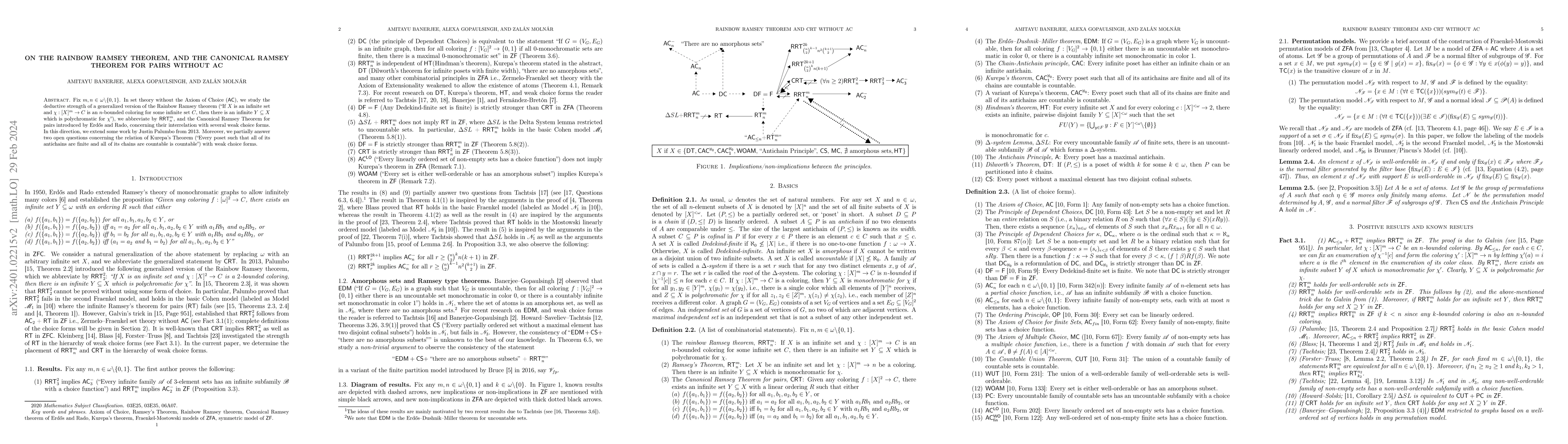 Thumbnail for On the Rainbow Ramsey theorem and the Canonical Ramsey Theorem for pairs
  without AC