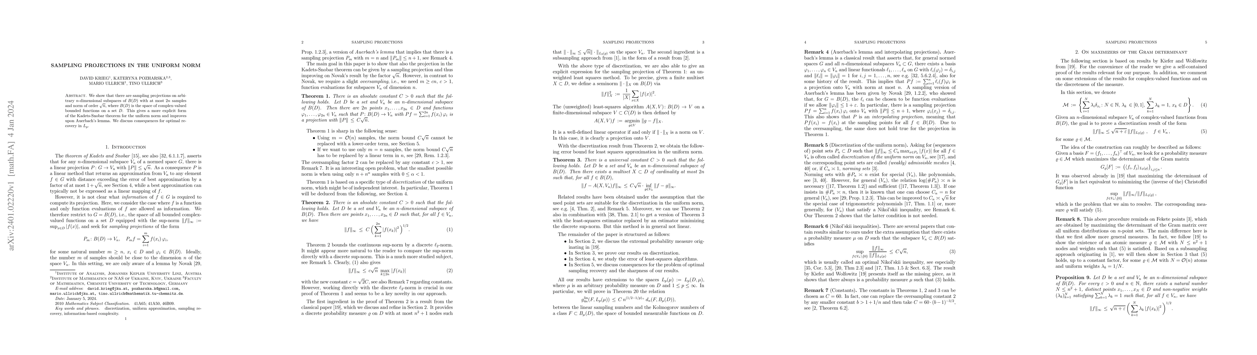 Thumbnail for Sampling projections in the uniform norm