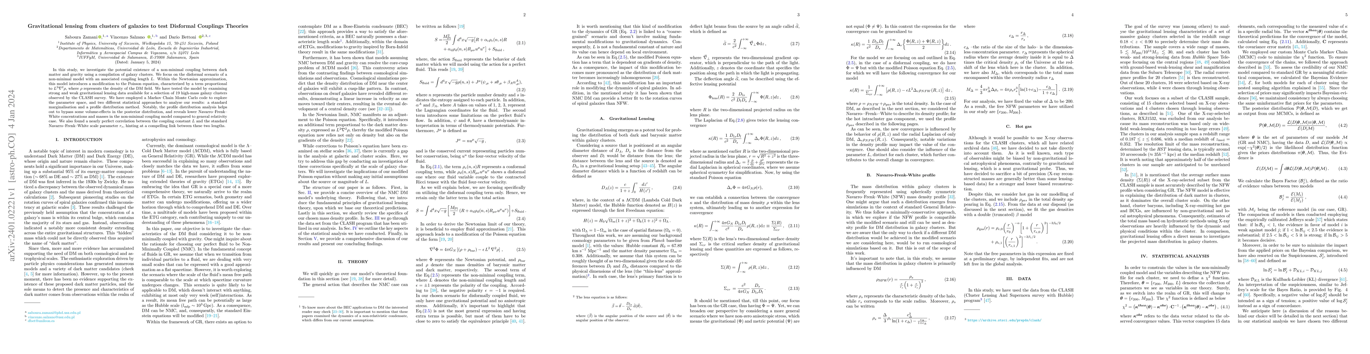 Thumbnail for Gravitational lensing from clusters of galaxies to test Disformal
  Couplings Theories