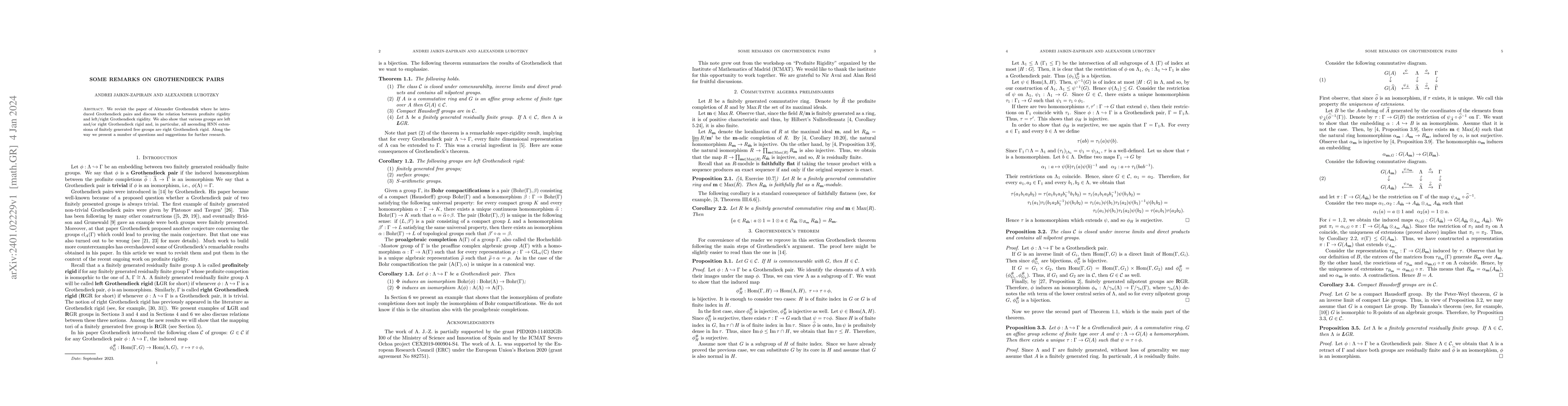 Thumbnail for Some remarks on Grothendieck pairs