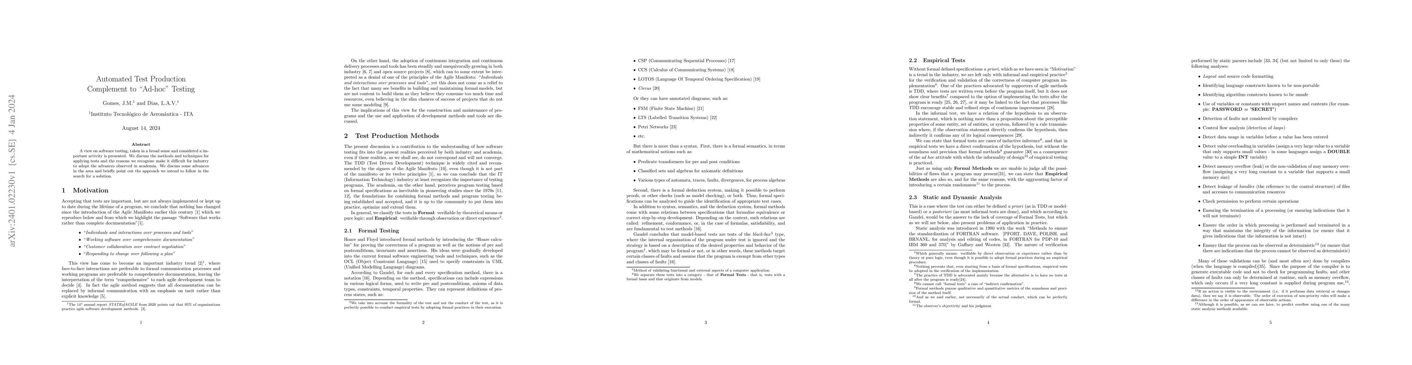 Thumbnail for Automated Test Production -- Complement to "Ad-hoc" Testing