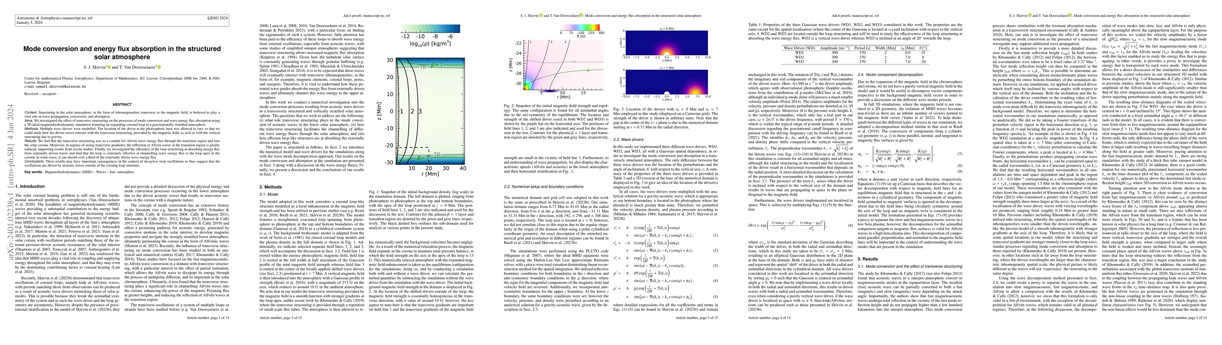 Thumbnail for Mode conversion and energy flux absorption in the structured solar
  atmosphere