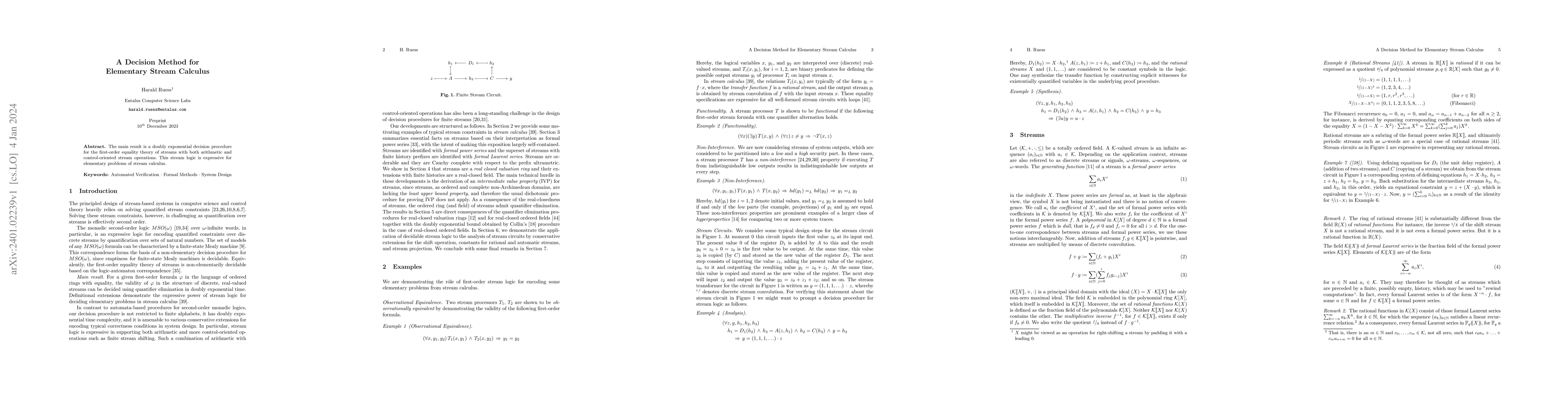 Thumbnail for A Decision Method for Elementary Stream Calculus