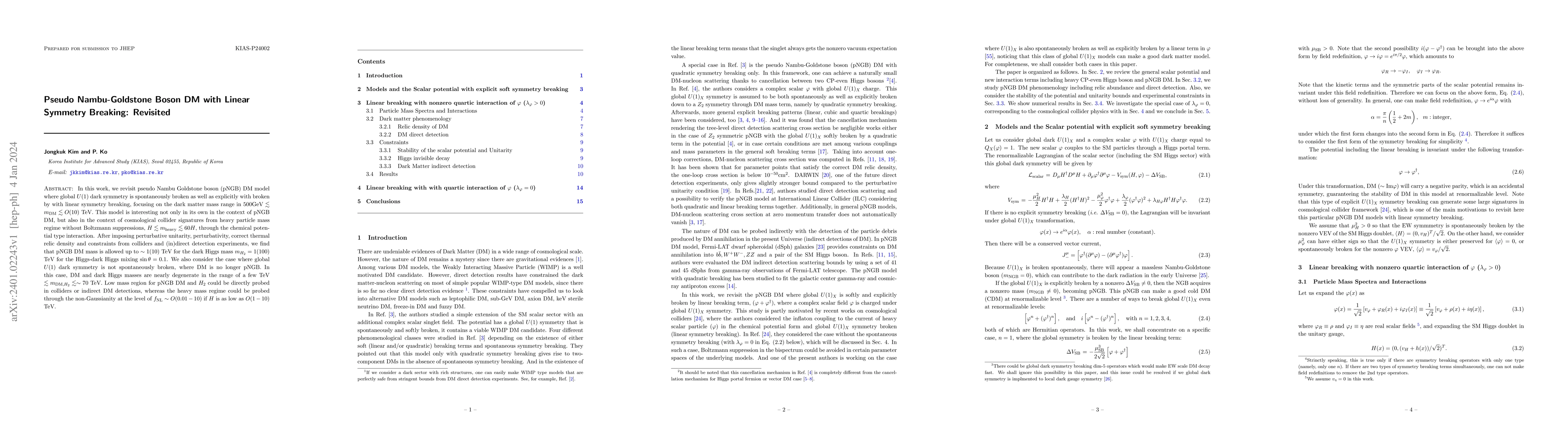 Thumbnail for Pseudo Nambu-Goldstone Boson DM with Linear Symmetry Breaking: Revisited